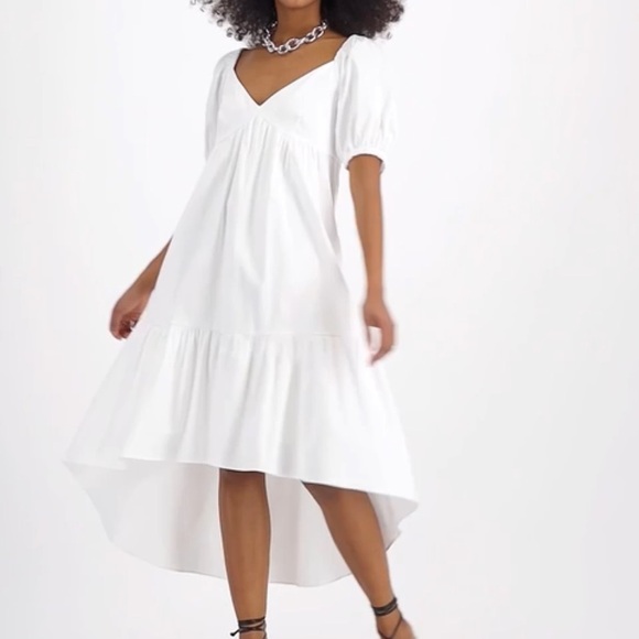 INC International Concepts Puff-Sleeved High Low Pink Dress - Picture 3 of 12